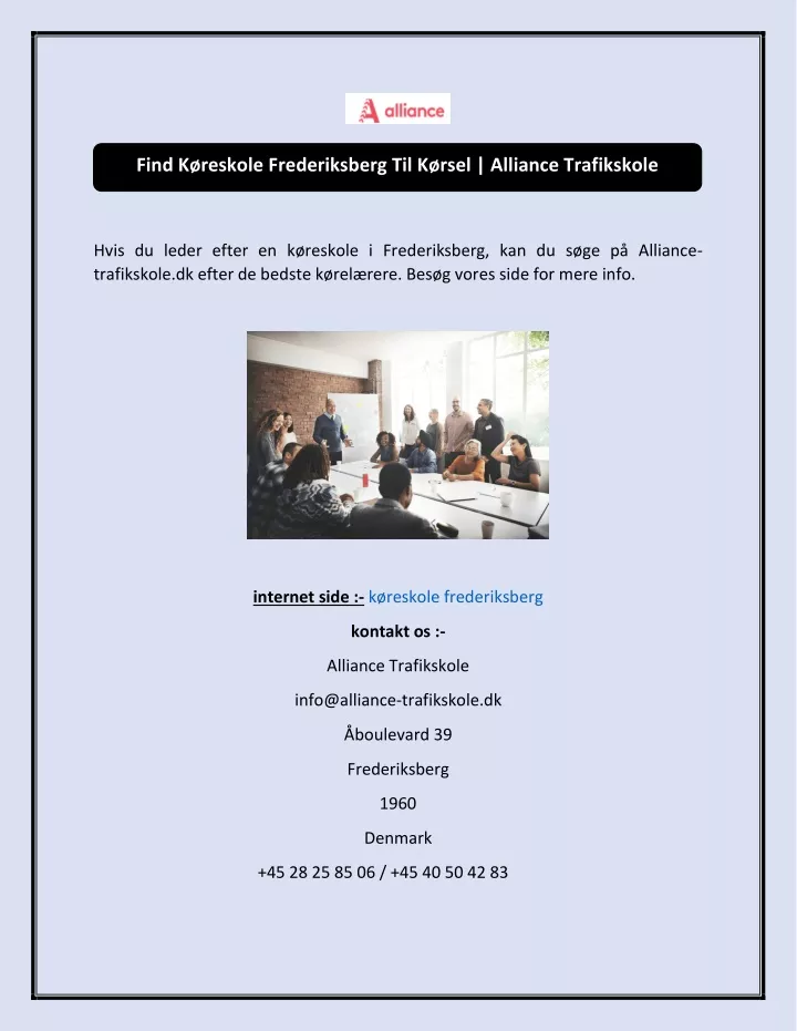 find k reskole frederiksberg til k rsel alliance