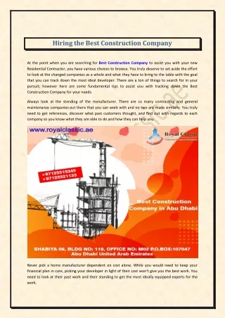 Hiring the Best Construction Company