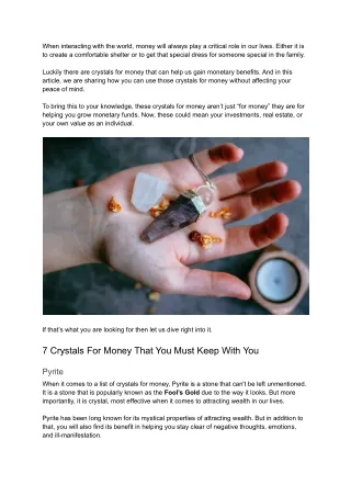How To Use Crystals For Money