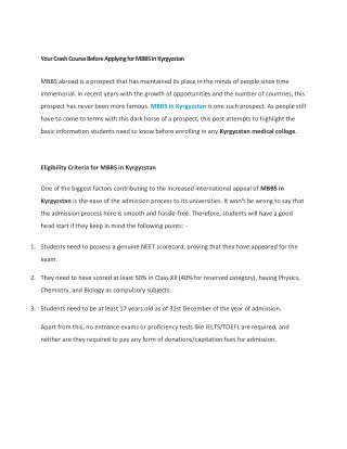 your crash course before applying for mbbs