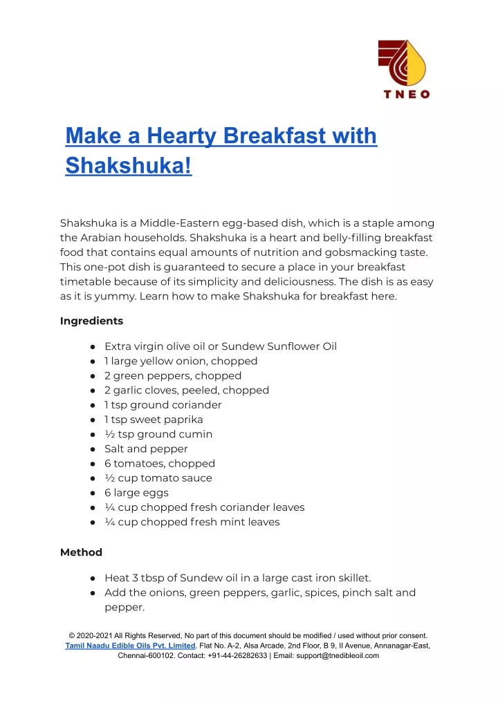 make a hearty breakfast with shakshuka