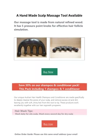 a hand made scalp massage tool available