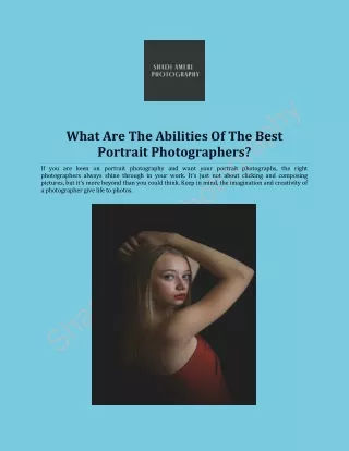 What Are The Abilities Of The Best Portrait Photographers?