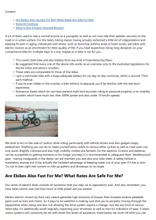 Electric Bikes Perth