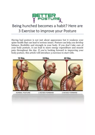 Being hunched becomes a habit- Here are 3 Exercise to improve your Posture