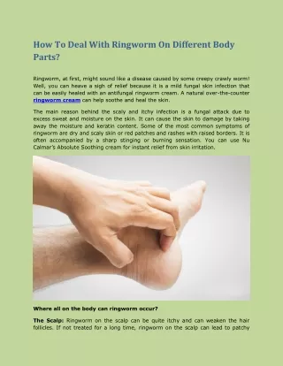 how to deal with ringworm on different body parts