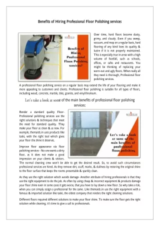 benefits of hiring professional floor polishing
