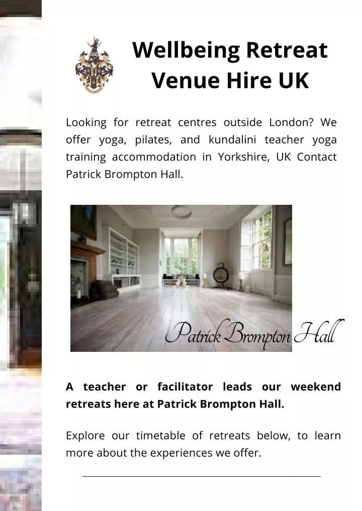 wellbeing retreat venue hire uk