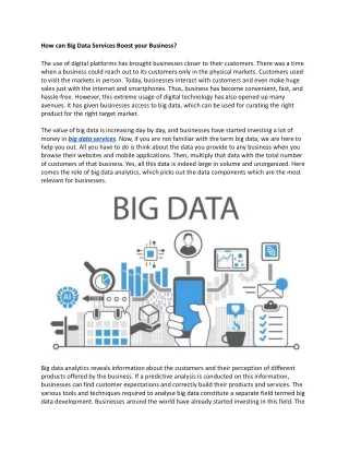 How can Big Data Services Boost your Business?