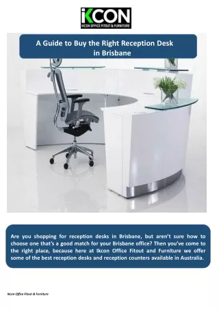 A Guide to Buy the Right Reception Desk in Brisbane - IKCON