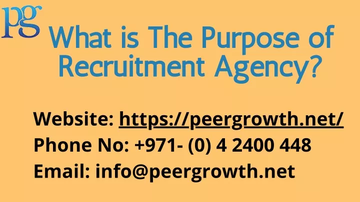what is the purpose of recruitment agency