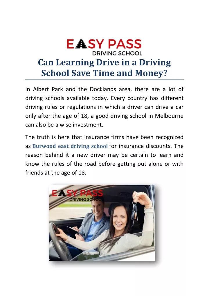 can learning drive in a driving school save time