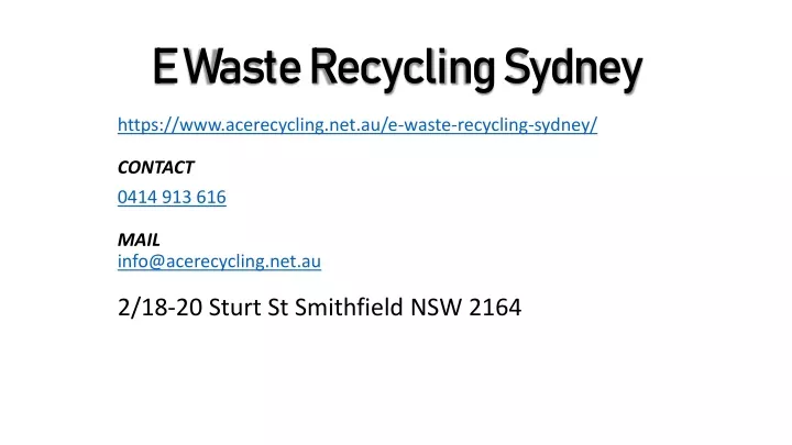 e w aste recycling sydney