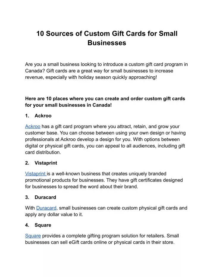 10 sources of custom gift cards for small