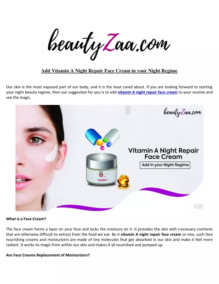 add vitamin a night repair face cream in your