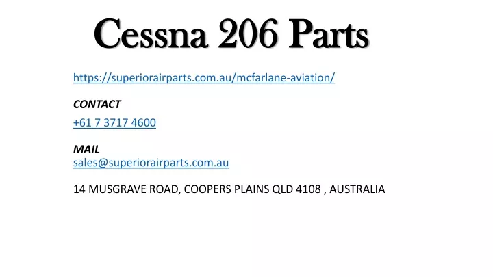 c essna 206 parts