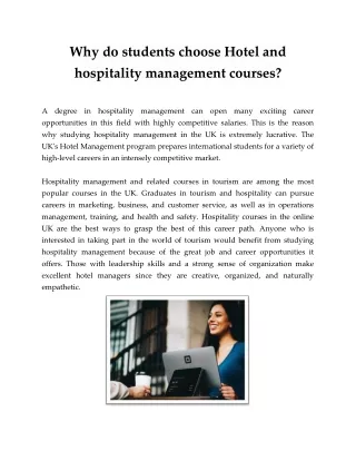 Why do students choose Hotel and Hospitality Management Courses