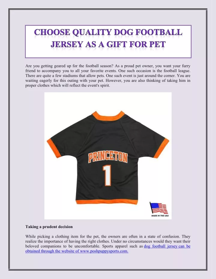 choose quality dog football jersey as a gift