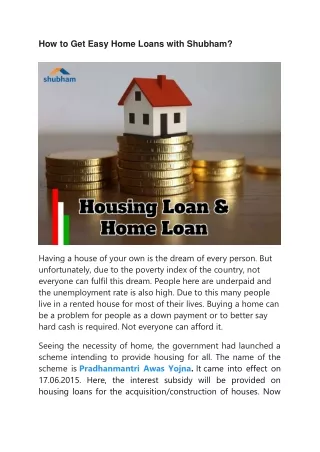how to get easy home loans with shubham