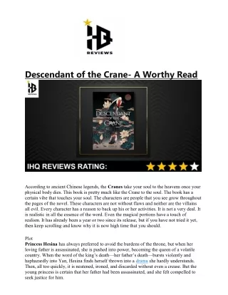 descendant of the crane a worthy read