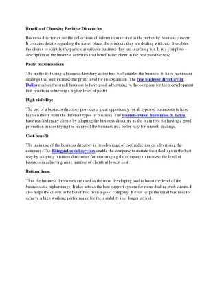 What is the purpose of using business directories