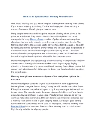 what is so special about memory foam pillows