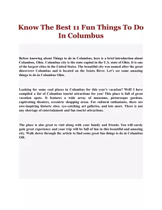 know the best 11 fun things to do in columbus