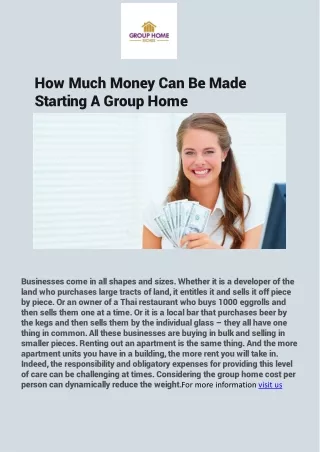 how much money can be made starting a group home
