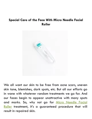 Special Care of the Face With Micro Needle Facial Roller