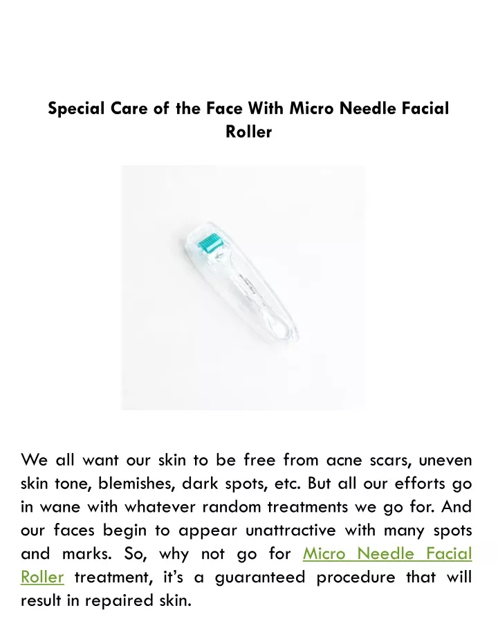 special care of the face with micro needle facial