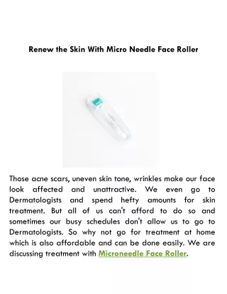 Renew the Skin With Micro Needle Face Roller