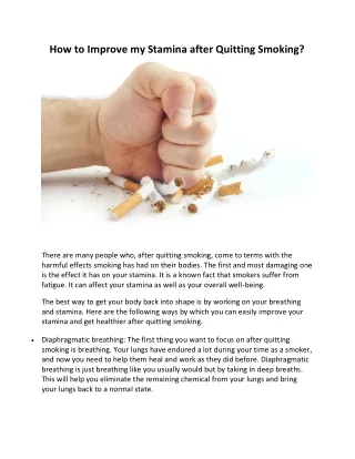 How to Improve my Stamina after Quitting Smoking