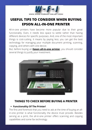 Useful Tips to Consider When Buying Epson All-In-One Printer