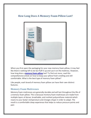 how long does a memory foam pillow last
