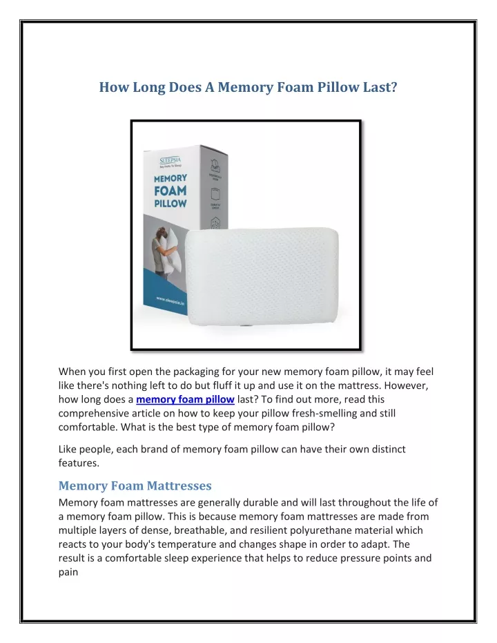 how long does a memory foam pillow last