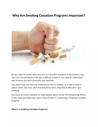 Why Are Smoking Cessation Programs Important?