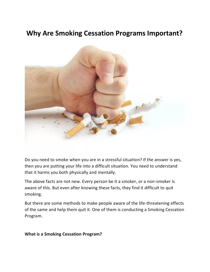 why are smoking cessation programs important