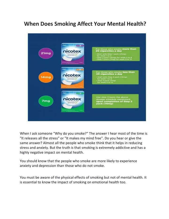 when does smoking affect your mental health