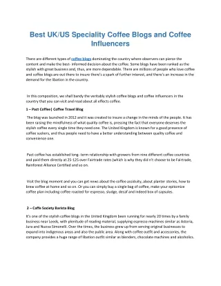 Coffee influencers