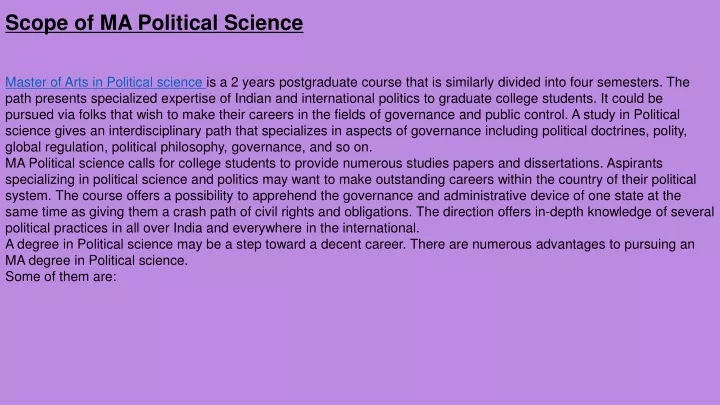 scope of ma political science