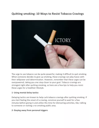 10 Ways to Resist Tobacco Cravings