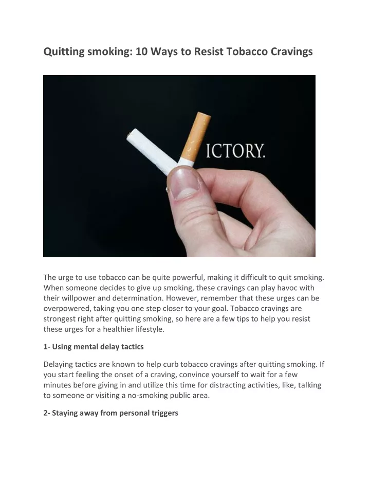 quitting smoking 10 ways to resist tobacco