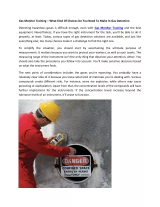 Gas Monitor Training – What Kind Of Choices Do You Need To Make In Gas Detection.pdf