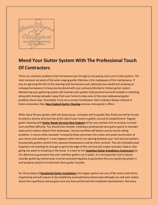 Mend Your Gutter System With The Professional Touch Of Contractors
