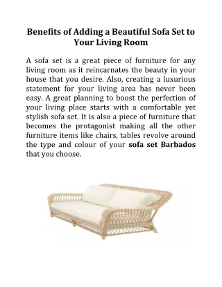 benefits of adding a beautiful sofa set to your