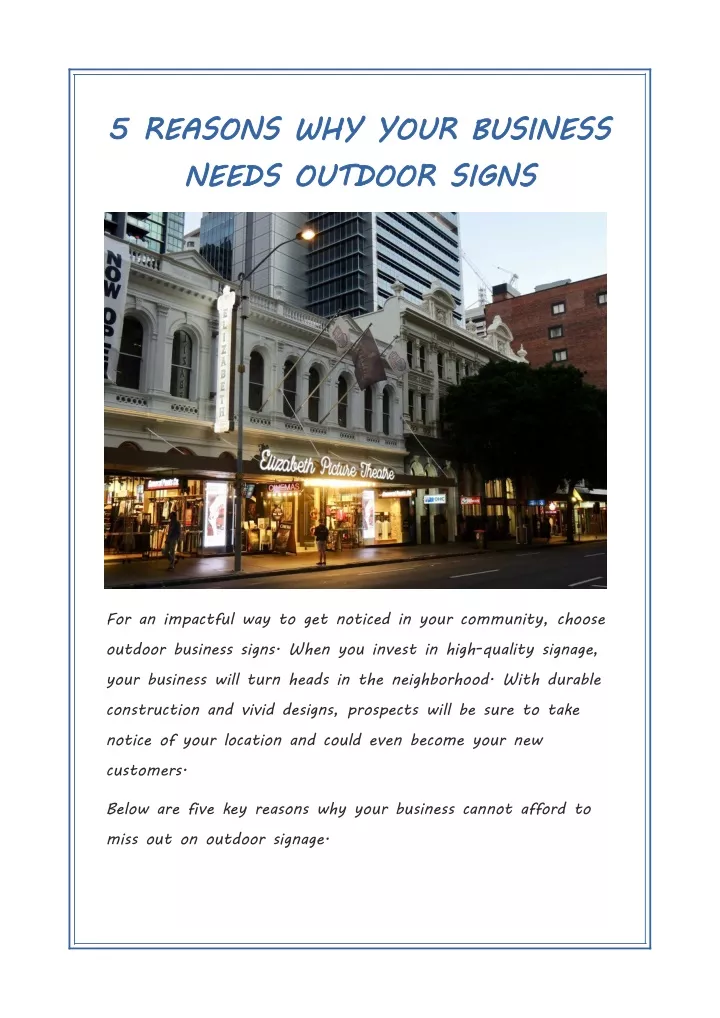 5 reasons why your business needs outdoor signs