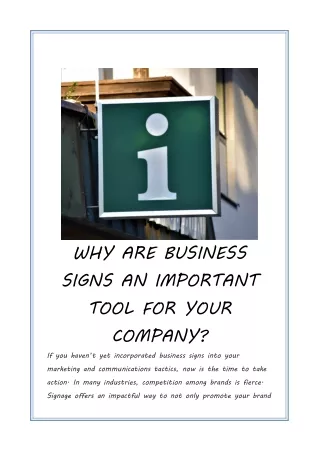 WHY ARE BUSINESS SIGNS AN IMPORTANT TOOL FOR YOUR COMPANY