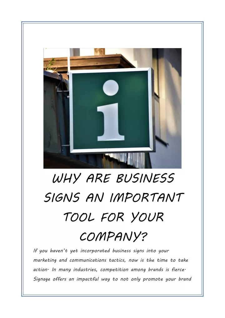 why are business signs an important tool for your