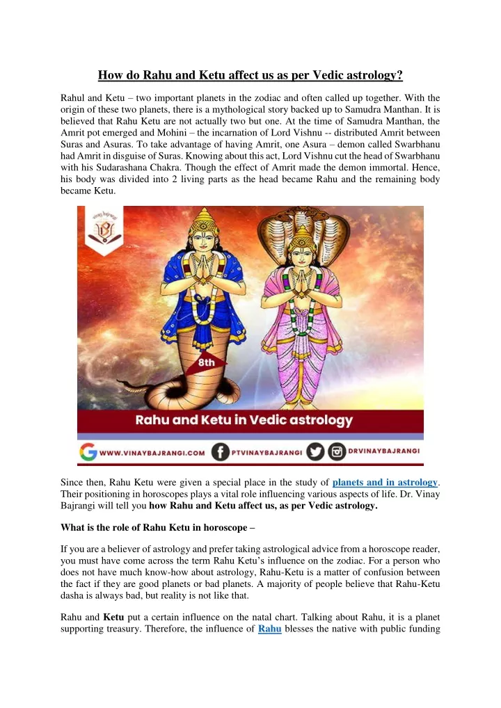 how do rahu and ketu affect us as per vedic