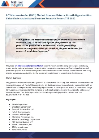 iot microcontroller mcu market revenue drivers
